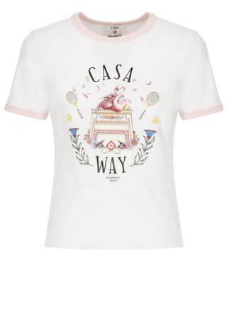 Casablanca White Pima Casaway Print T-Shirt