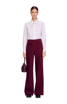 Sandro Wide-leg trousers in Bordeaux at Nordstrom, Size 42 Eu