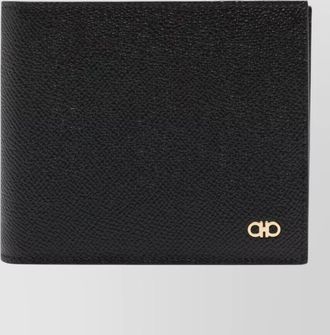 Ferragamo gancini leather compact wallet textured finish