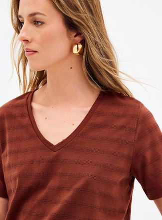 Contemporaine Womens Pointelle pattern pure organic cotton T-shirt