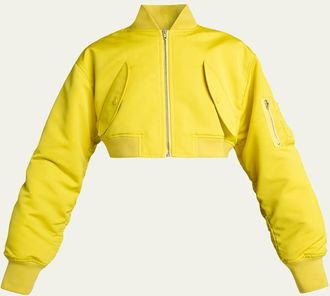 Balenciaga Technical Faille Crop Bomber Jacket
