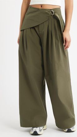 Damson Madder Fabia Pleated Wide Leg Pants in Khaki at Nordstrom, Size 10 Us