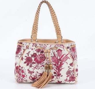 Gucci Brown Pink White Leather Handbag Shoulder Bag Tote Bag (Pre-Owned)