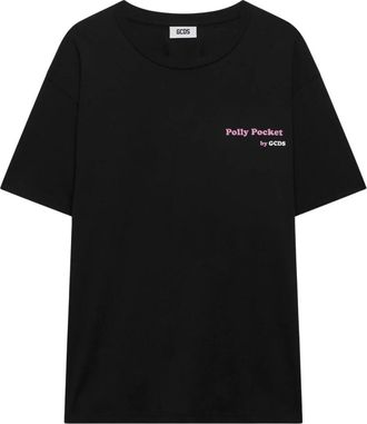 GCDS Polly Pocket Pizza Oversize T-Shirt - Heren - T-shirts - Zwart - XS - Katoen - Tops
