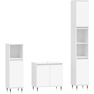 vidaXL Vidaxl - Set De Muebles De Ba&ntilde;o 3 Piezas Madera Contrachapada Blanco