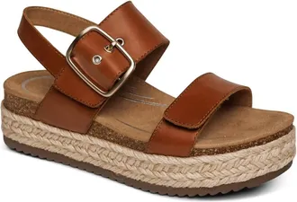 Aetrex Womens Vania Platform Sandals In Cognac