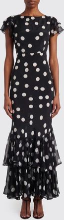 Rixo London Abito lungo in viscosa a pois