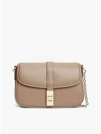 Tommy Hilfiger Womens Monogram Turnlock Chain Strap Crossbody - Tundra Moss
