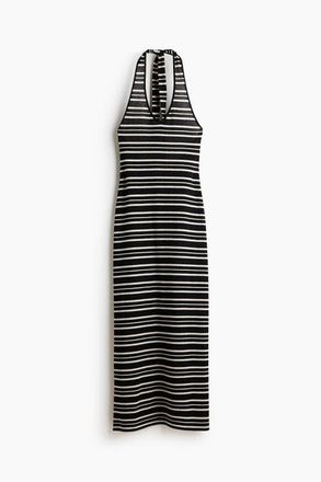 H&M Knitted Halterneck Dress in Black/striped at Nordstrom, Size X-Small