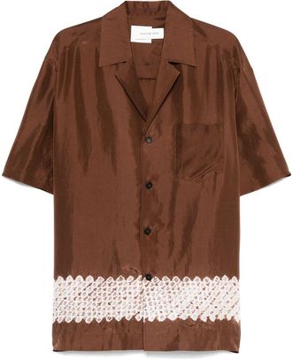 Feng Chen Wang Contrast Stripe Silk Shirt - Mens - Silk