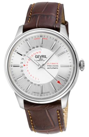Gevril Group Mens Guggenheim Automatic 316L Stainless Steel Satin Dial, and Polished Bracelet. - Brown - One Size