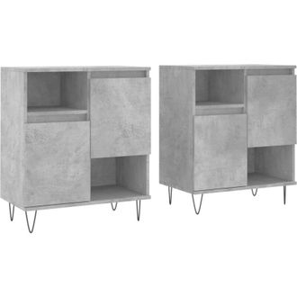 vidaXL Credenze 2 pz Grigio Cemento in Legno Multistrato - Vidaxl