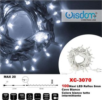 Trade Shop Trade Shop - Catena Luminosa 100 Luci Led Luci Lights Bianco Color All Intermittent Xc-3070