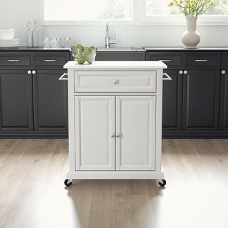 Crosley Furniture Compact Stone Top Kitchen Cart White/White