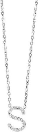 Effy Sterling Silver Diamond S Initial Pendant Necklace at Nordstrom Rack, Size 18