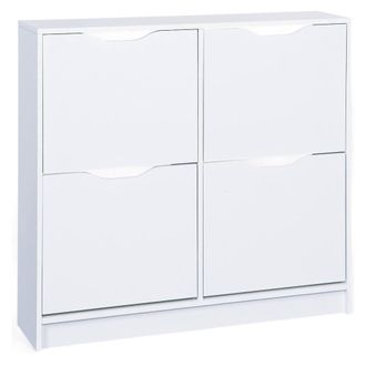 Dmora Dmora Zapatero Con Cuatro Puertas Abatibles, Blanco 90 X 25 X 100, Con Embalaje Reforzado
