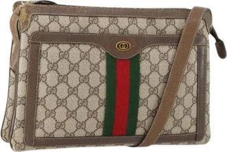 Gucci Pre-owned Cross Body Bags, female, Beige, Size: ONE SIZE Pre-owned Vintage GG Canvas Shoulder Bag