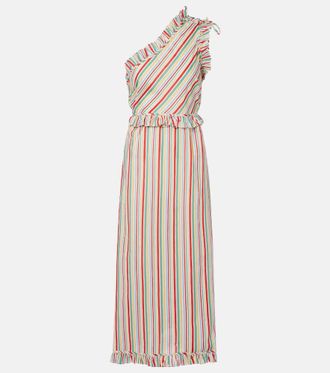 Rixo Arabelle striped cotton midi dress