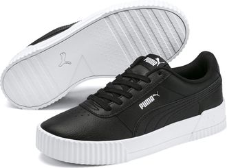 Puma Sneaker PUMA CARINA L, Damen, Gr. 37,5, schwarz-weiss (puma schwarz, puma wei&szlig;, puma silber), Leder, Schuhe Sneaker