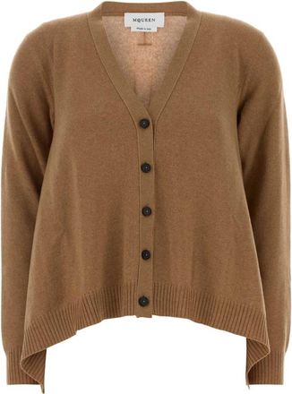 Alexander McQueen Volume V-hals Cardigan - Dames - Cashmere truien - Bruin - S - Wol - Truien & Vesten