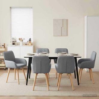 vidaXL Vidaxl Sedie Da Pranzo 6 Pz Tessuto Grigio Chiaro 56,5 X 50 X 87,5 Cm