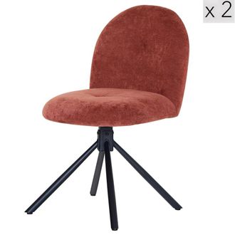 Nordlys Set de 2 sillas swivel escandinavas en metal y terciopelo terracota