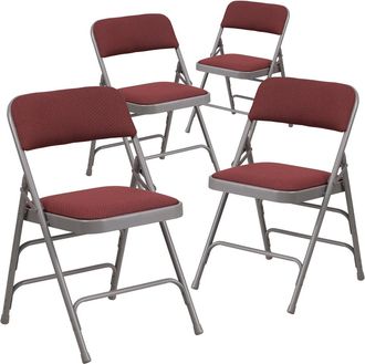 Flash Furniture 4 Pk. Burdy Patterned Fabric Upholstered Metal Folding Chair
