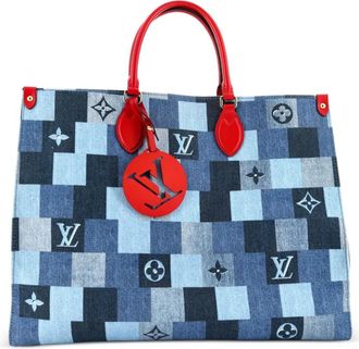 Louis Vuitton OnTheGo Damier and Monogram Patchwork Denim GM tote bag - women - Denim - One Size - Blue