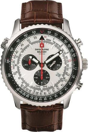 Swiss Alpine Military Herenhorloge 45 mm lederen band 7078.9532 - unisex - Horloges - Bruin - ONE Size - Leer - Accessoires