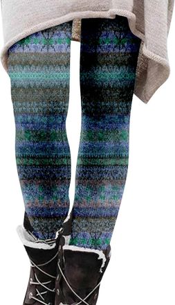 Generic Christmas Leggings for Women Funny Xmas Patterned Thermal Ribbed Leggings Tummy Control Butt Lifting Festive Tights Workout Running Fitness Compressio