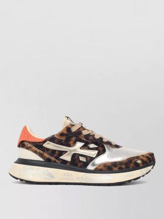 Premiata leopard-print calf leather low-top sneakers