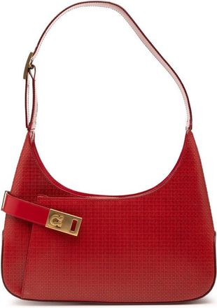 Ferragamo Pre-owned Ferragamo Gancini Embossed Leather Shoulder Bag Ladies AQ-21.0170