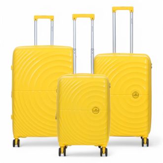 Infinity Leather Unisex Expandable Yellow Hard Shell 8 Wheels Luggage Cabin Suitcase - Size Medium
