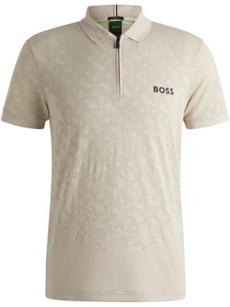 BOSS monogram-pattern polo shirt - Neutrals