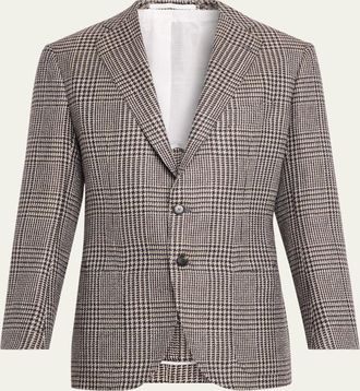 Cesare Attolini Mens Wool, Silk and Linen Prince of Wales Sport Coat