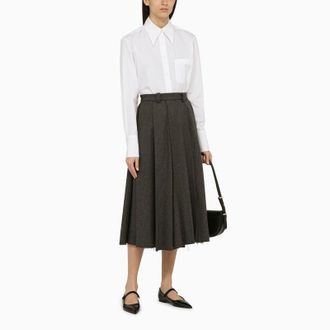 Thom Browne Womens Exaggerated Easy Fit Point Collar Shirt In Poplin - Grey Cotton - Size EU 38 (Womens)