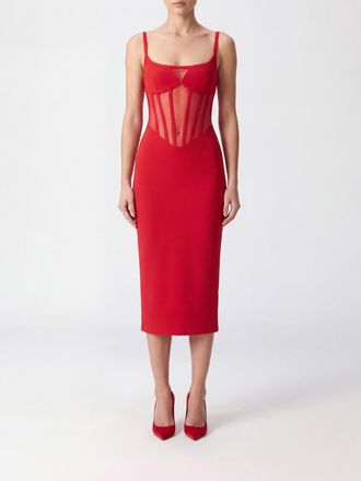 Elisabetta Franchi Abito bustier midi in cr&ecirc;pe con scollo quadrato