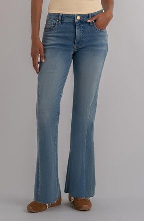 Kut from the Kloth Kelly Raw Hem High Waist Kick Flare Jeans in Zest at Nordstrom, Size 14