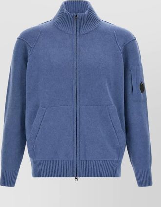 C.P. Company wool ribbed high neck zip cardigan