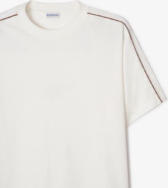 Burberry Striped Tape Sleeve T-Shirt - Cream