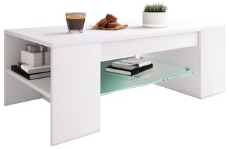 ebuy24 Ebuy24 - Mesa De Centro De Madera Vcm Con Vidrio De Seguridad Esg Sof&aacute;ticocon Suficiente Espacio De Almacenamiento Dimensiones Aprox. Al. 35 X An. 100