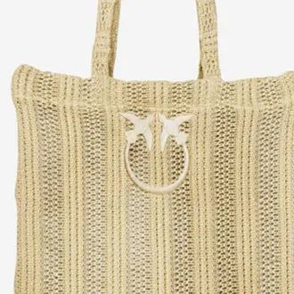 Pinko Womens Tote Bag Raffia Yellow Polypropylene