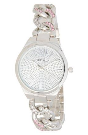 True Religion Iced Crystal Bracelet Watch, 33.2mm in Silver at Nordstrom Rack