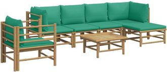 vidaXL Vidaxl - Set De Muebles De Jard&iacute;n 7 Piezas Bamb&uacute; Con Cojines Verde