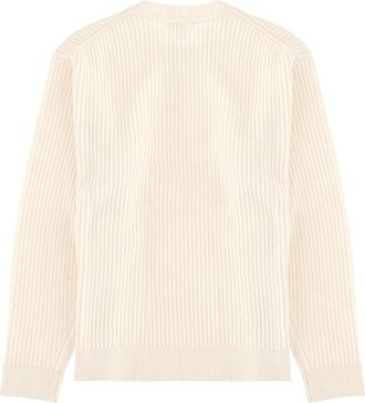Maison Kitsun&eacute; Ribbed Merino Wool with Fox Patch Sweater - Powder