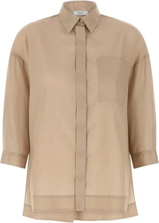 PESERICO Overhemden, Dames, Beige, M, Katoen, Iridescent Habutai Shirt