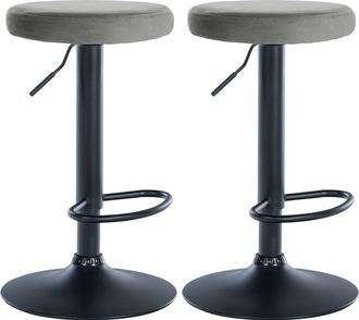 Clp Clp - Set De 2 Taburetes De Bar Ponte En Terciopelo Gris Metal Negro Mate