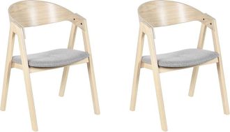 Beliani Conjunto de 2 sillas de comedor madera gris claro