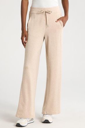 Travis Mathew Cloud French Terry Wide Leg Pants in Heather Natural at Nordstrom, Size X-Small