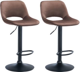 Clp Clp - Set De 2 Taburetes De Bar Camden En Terciopelo Marr&oacute;n Metal Negro Mate